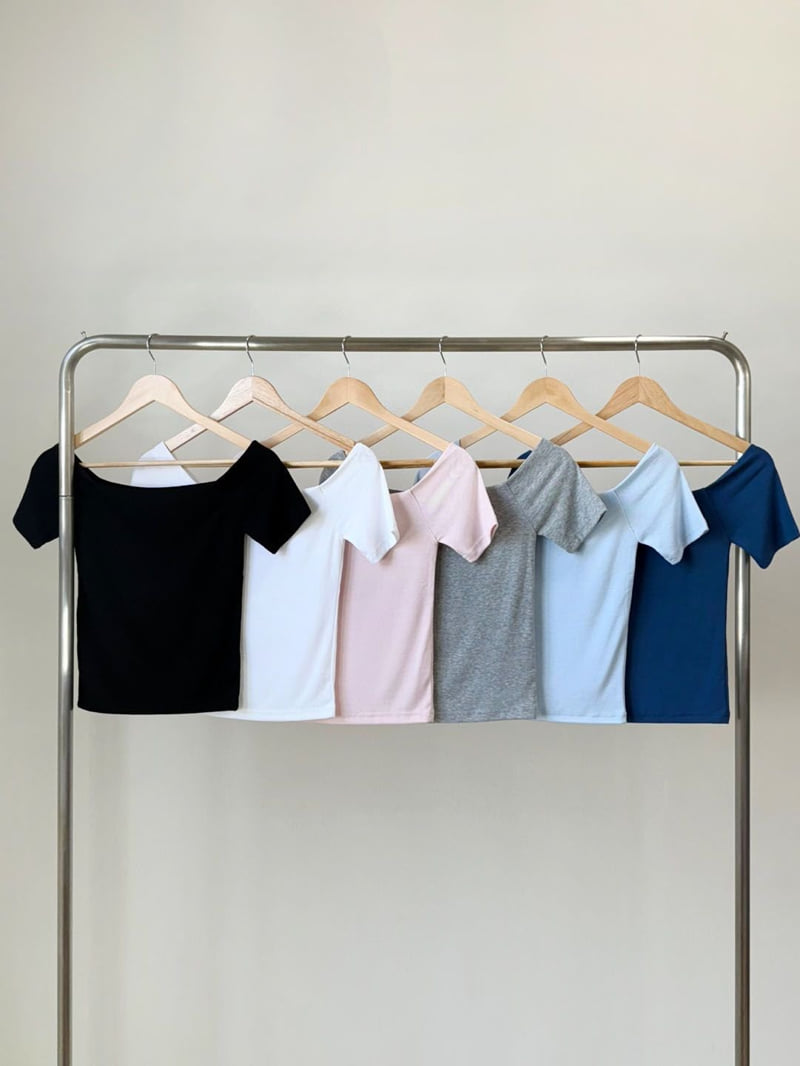Queensmade - Korean Women Fashion - #womensfashion - Cookie Off-Shoulder Tee - 12