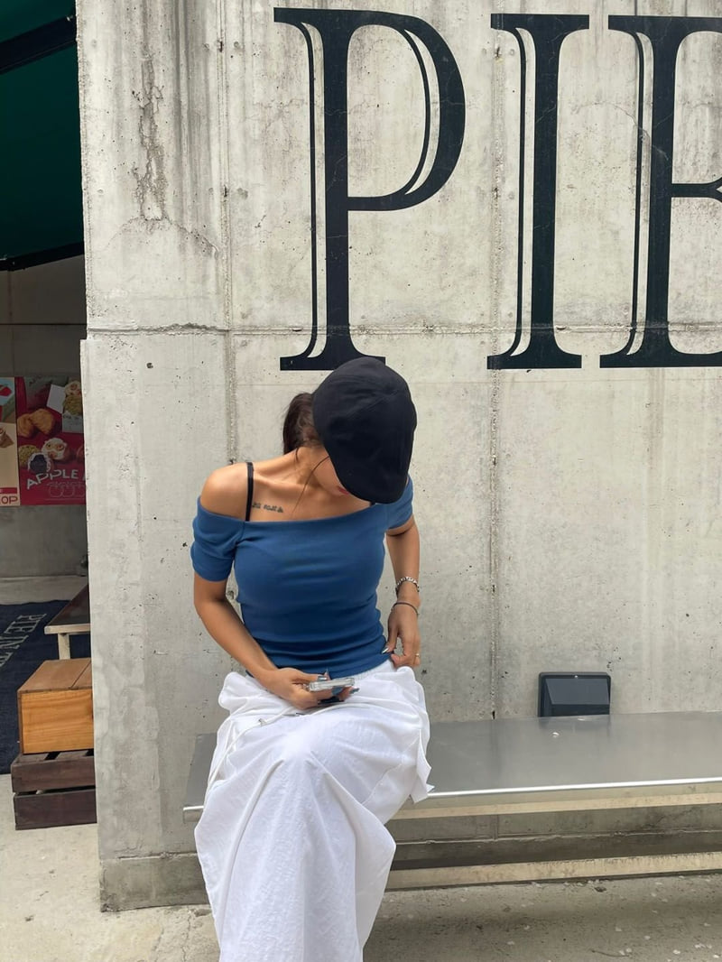 Queensmade - Korean Women Fashion - #momslook - Cookie Off-Shoulder Tee - 4