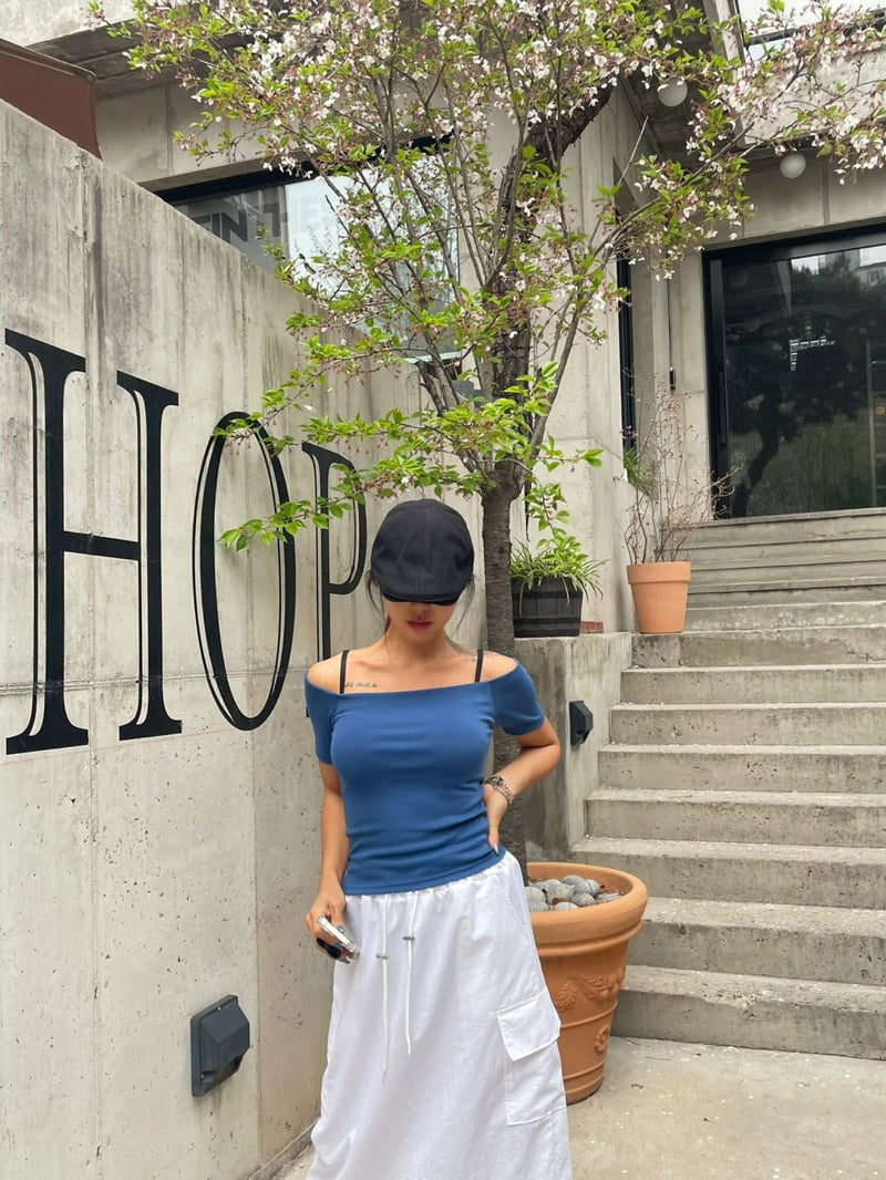 Queensmade - Korean Women Fashion - #womensfashion - Cookie Off-Shoulder Tee - 6
