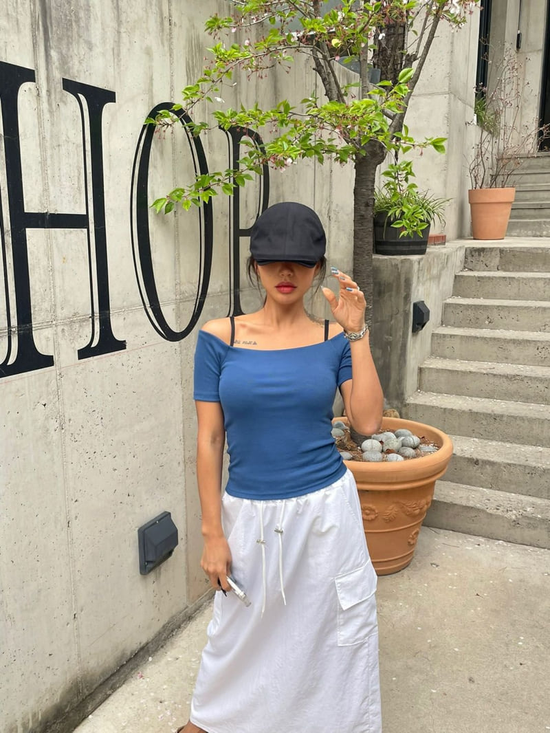 Queensmade - Korean Women Fashion - #womensfashion - Cookie Off-Shoulder Tee - 8