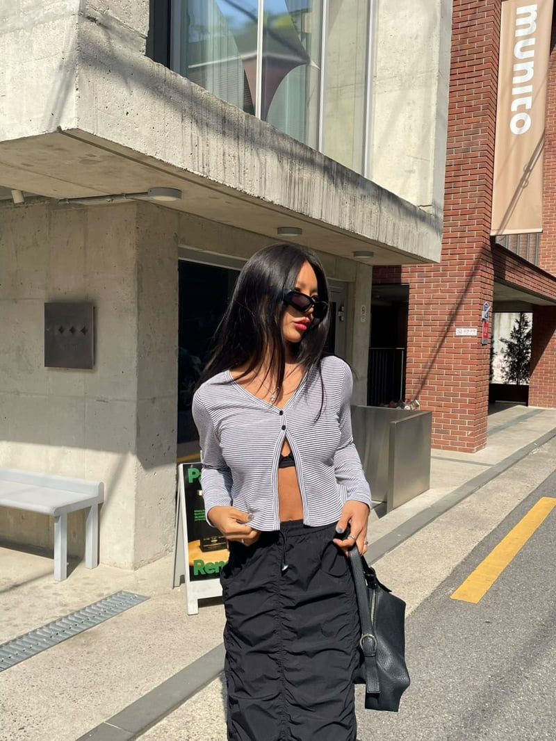 Queensmade - Korean Women Fashion - #momslook - Button Stripe Cardigan - 4