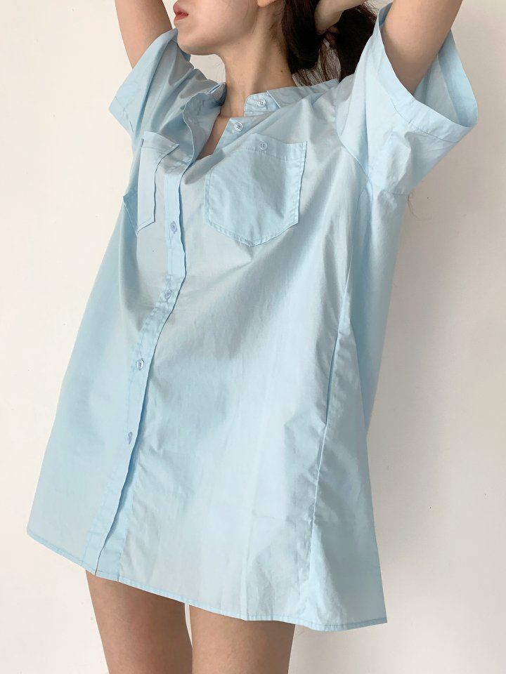 Queensmade - Korean Women Fashion - #momslook - Two Pocket Shirt One-piece - 4