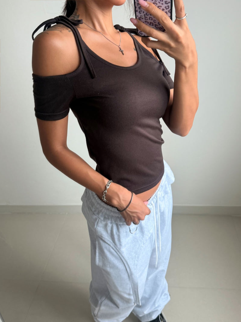 Ribbon Shoulder Tee by Queensmade for Women - view 10