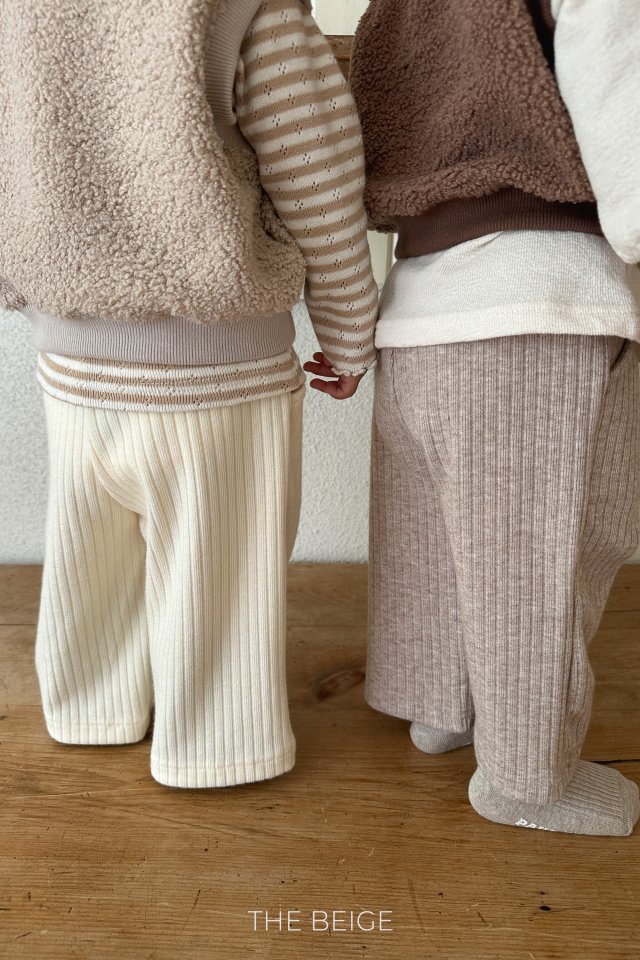 The Beige - Korean Baby Fashion - #babyboutiqueclothing - Ribbed Wide Pants - 9