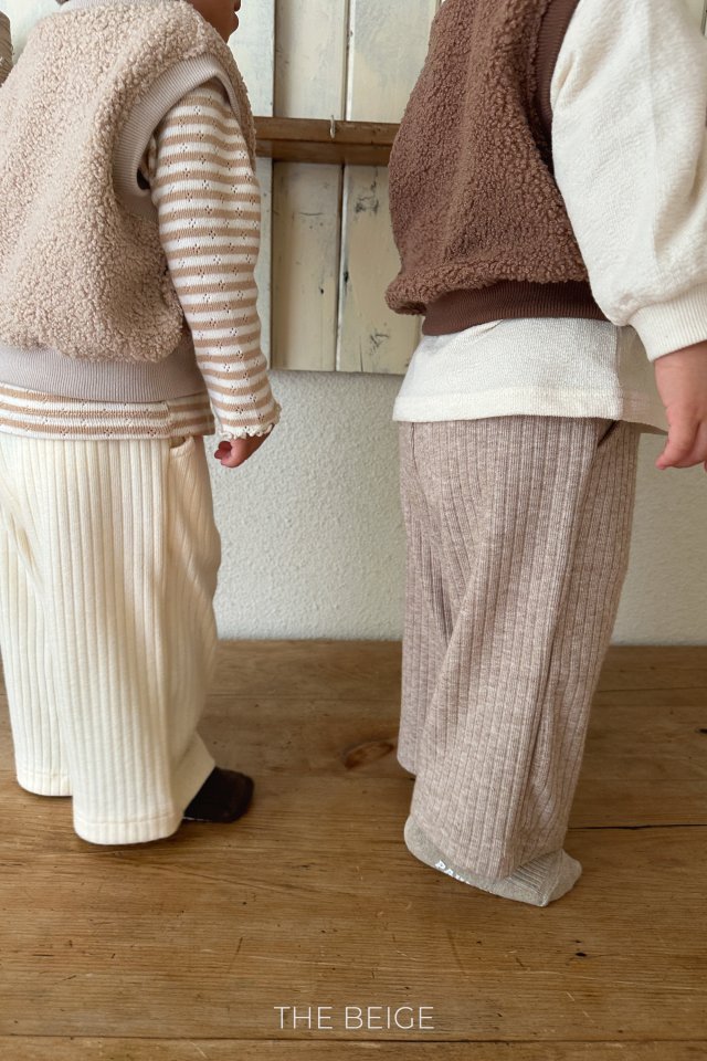 The Beige - Korean Baby Fashion - #babyclothing - Ribbed Wide Pants - 10