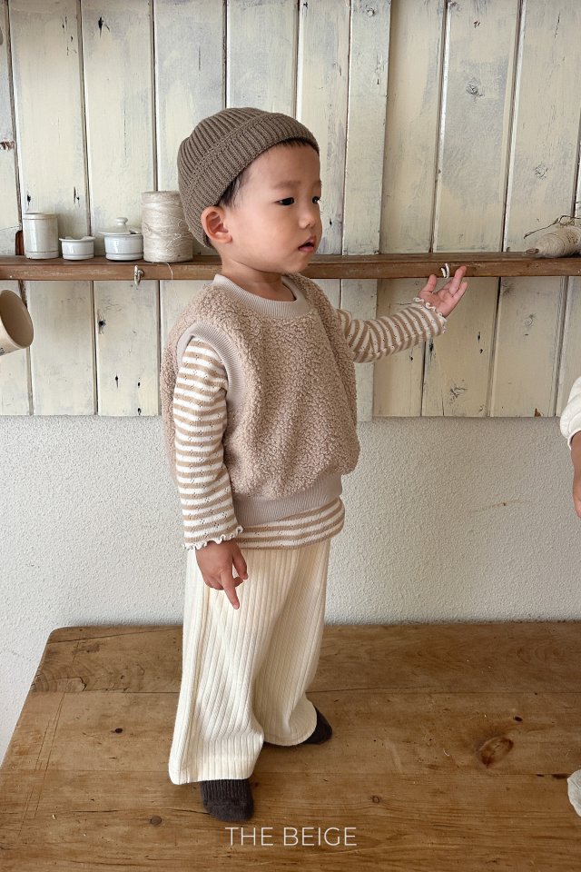The Beige - Korean Baby Fashion - #babyoutfit - Ribbed Wide Pants - 4