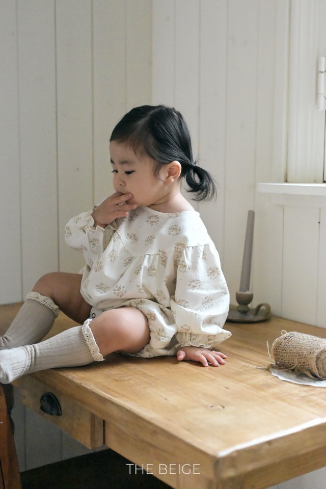 The Beige - Korean Baby Fashion - #onlinebabyboutique - Shirring Printed Suit - 5