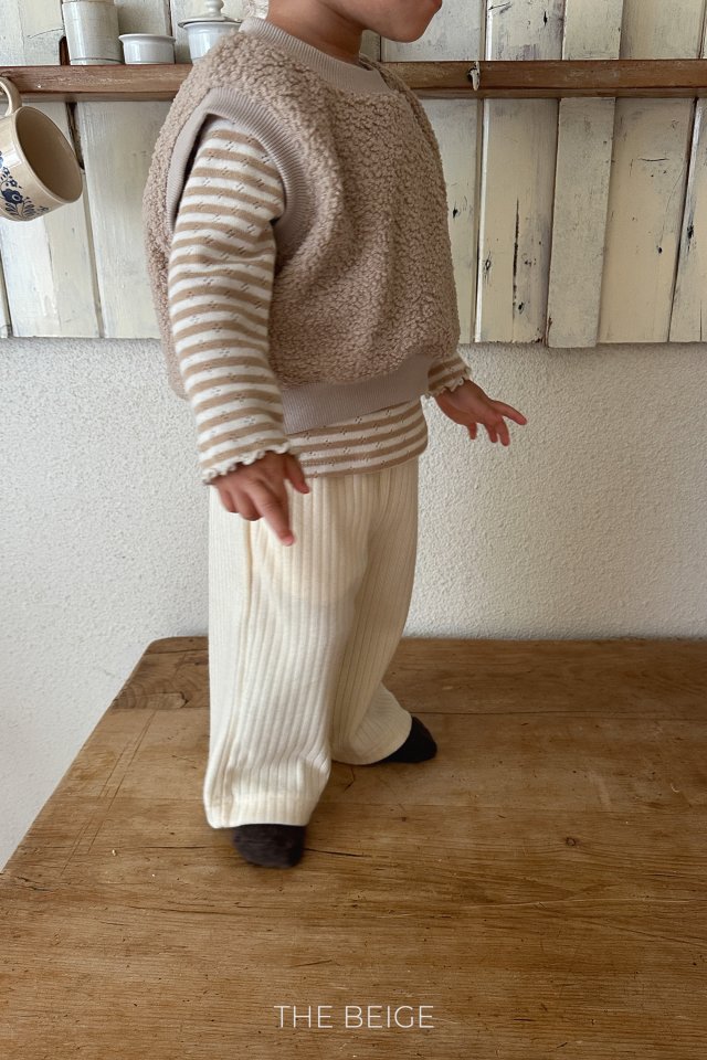 The Beige - Korean Baby Fashion - #onlinebabyshop - Ribbed Wide Pants - 6