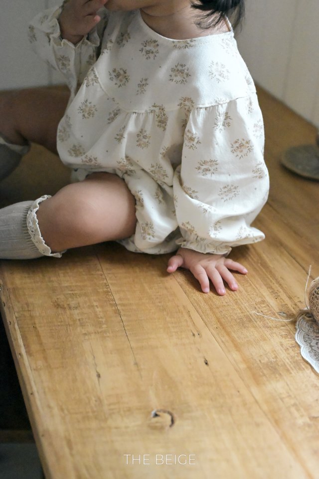 The Beige - Korean Baby Fashion - #onlinebabyshop - Shirring Printed Suit - 6