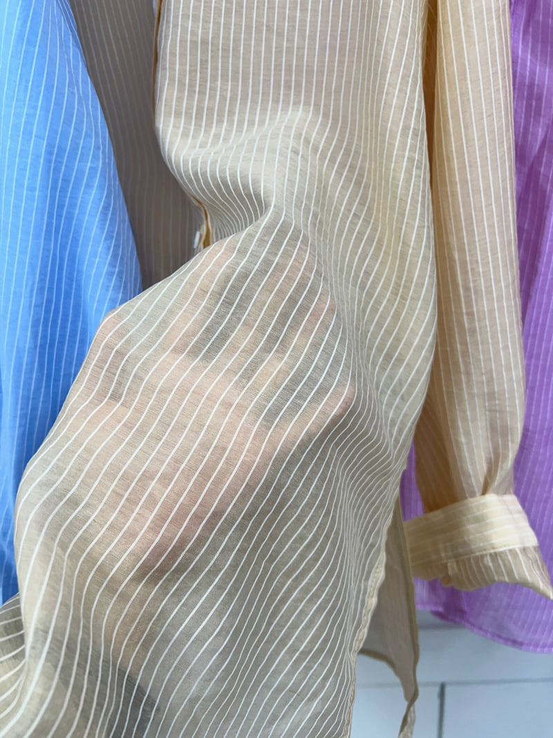 The Fine.b - Korean Women Fashion - #momslook - Hidden Stripe Roll-Up Shirt - 5