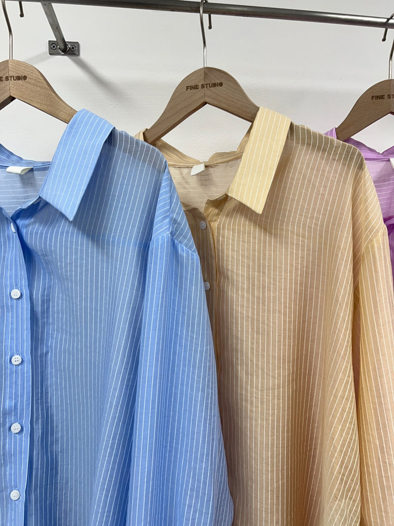The Fine.b - Korean Women Fashion - #thelittlethings - Hidden Stripe Roll-Up Shirt - 2