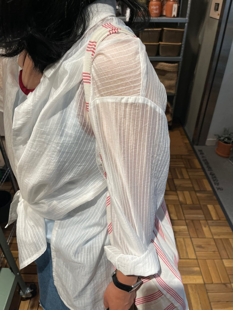 The Fine.b - Korean Women Fashion - #womensfashion - Hidden Stripe Roll-Up Shirt - 8