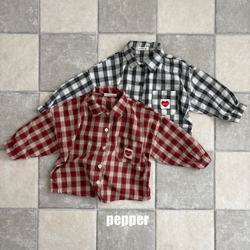 The Pepper - Korean Children Fashion - #minifashionista - Heart Check Shirt