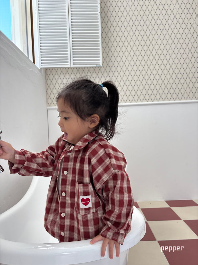 The Pepper - Korean Children Fashion - #stylishchildhood - Heart Check Shirt - 5