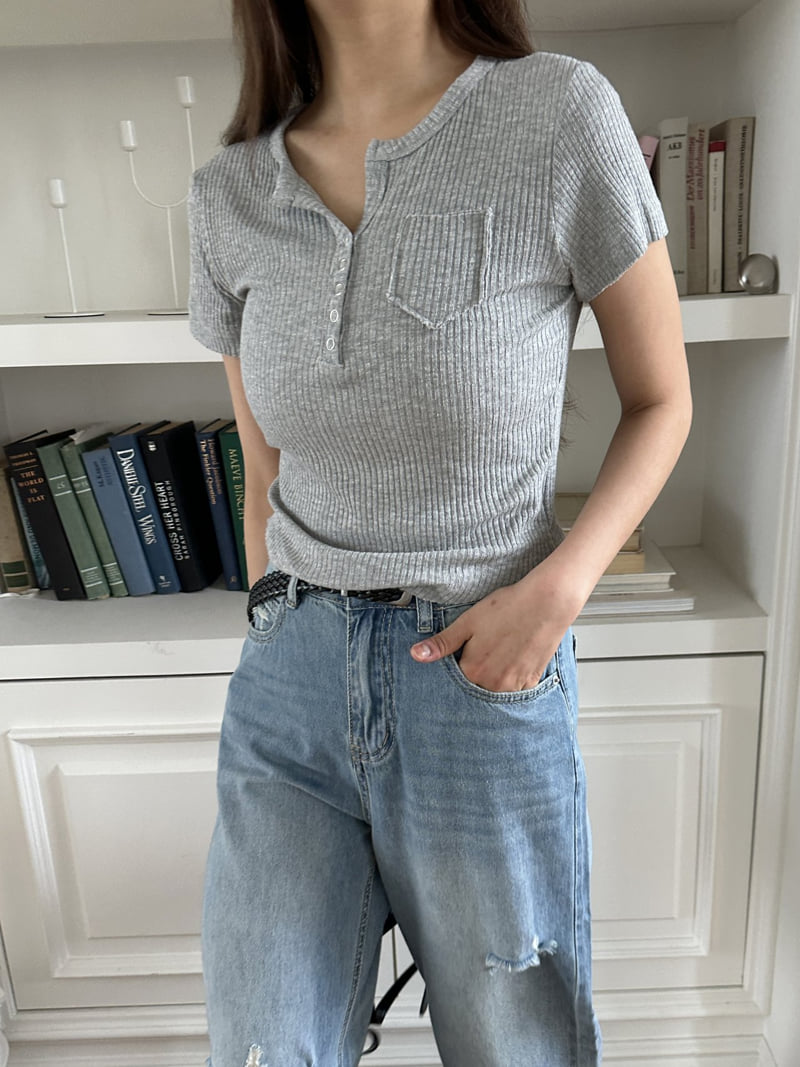 There By - Korean Women Fashion - #womensfashion - Button Pocket Tee - 4