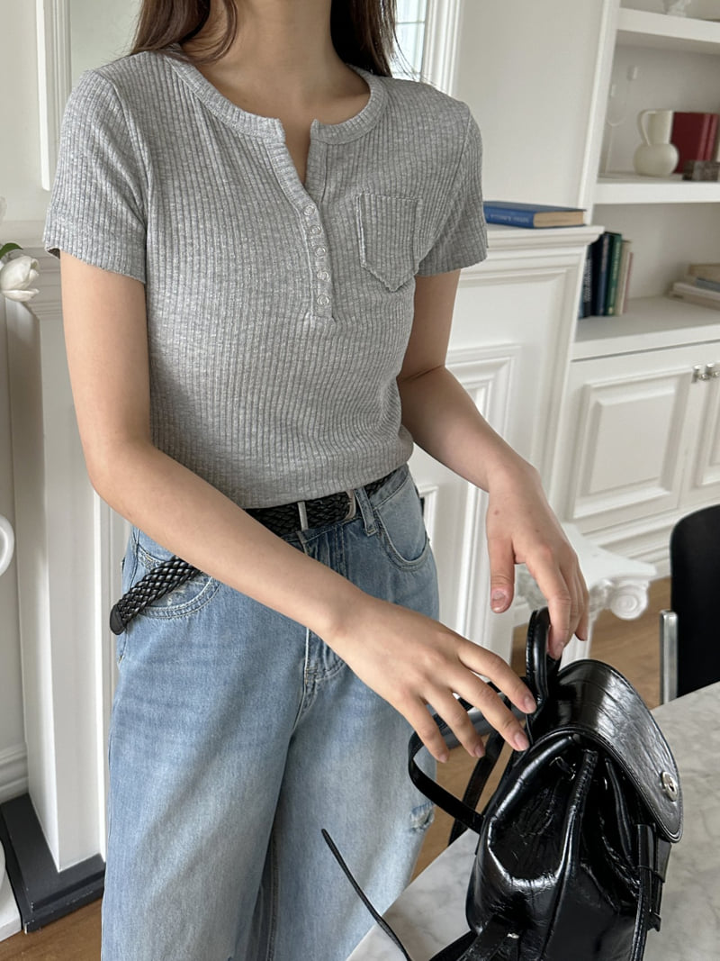 There By - Korean Women Fashion - #momslook - Button Pocket Tee - 6