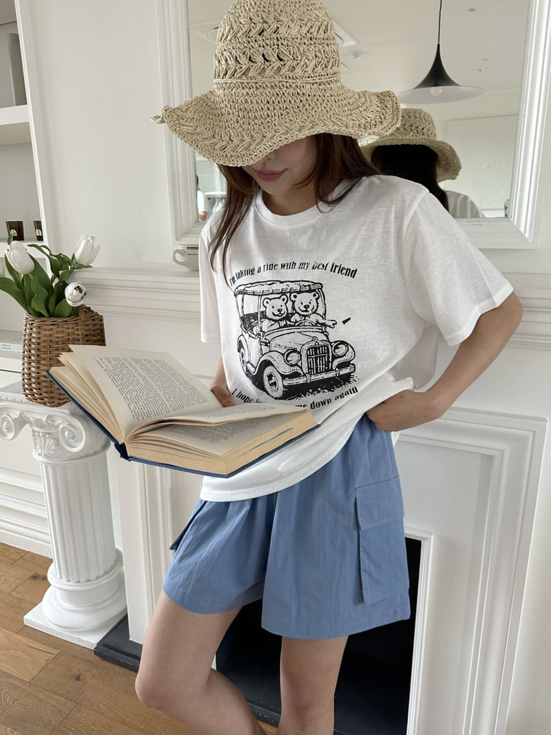 There By - Korean Women Fashion - #momslook - Classic Car Print Tee - 2