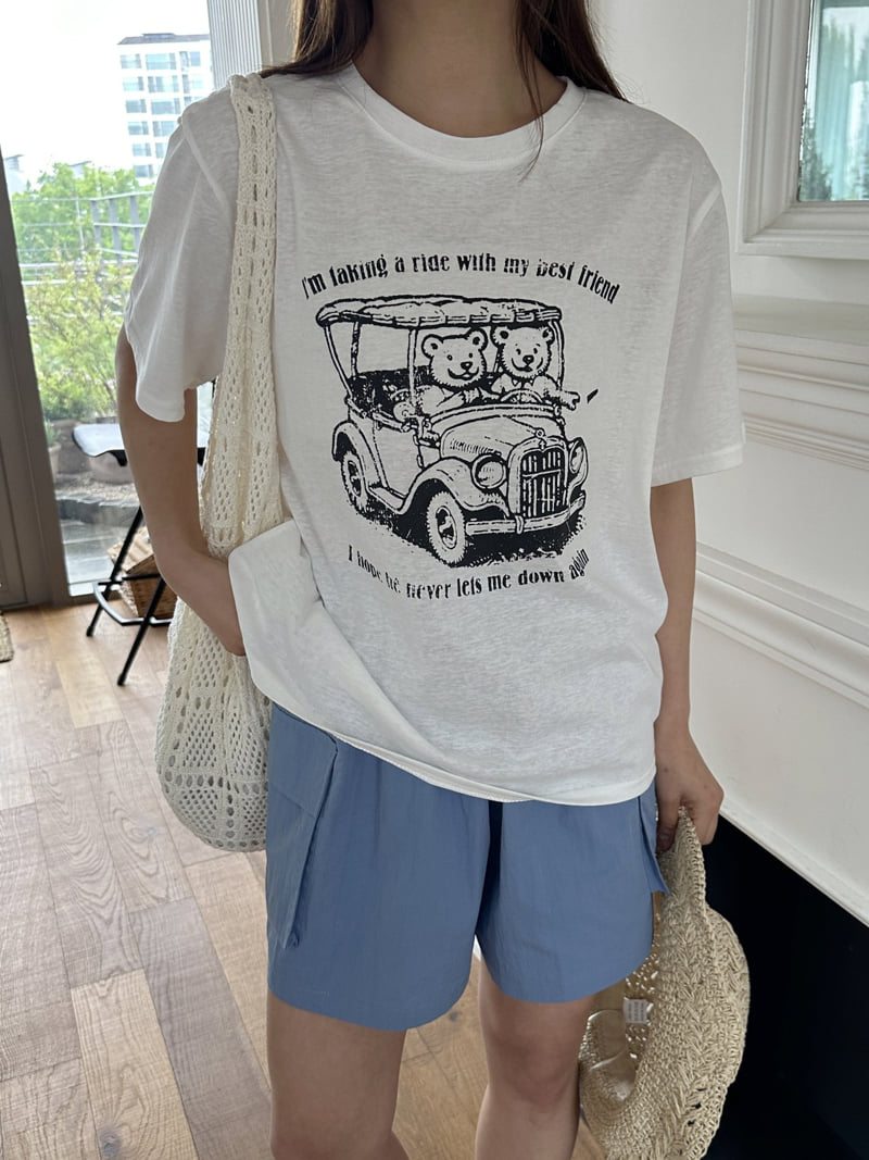 There By - Korean Women Fashion - #womensfashion - Classic Car Print Tee - 4