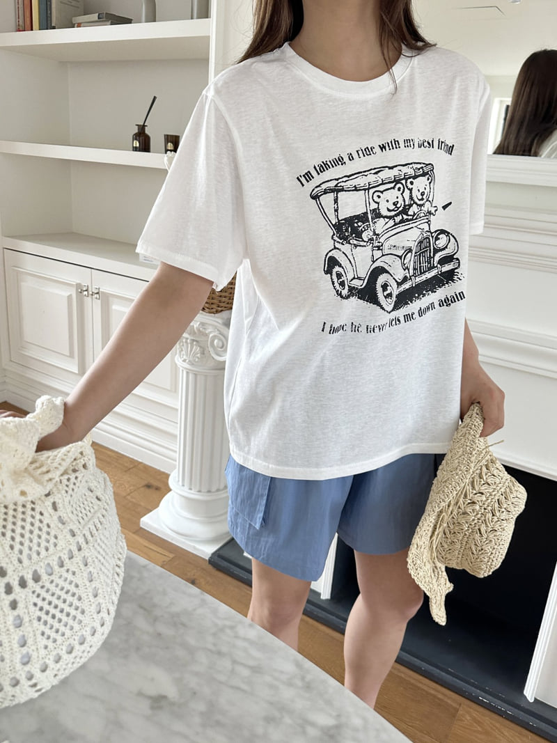 There By - Korean Women Fashion - #momslook - Classic Car Print Tee - 6