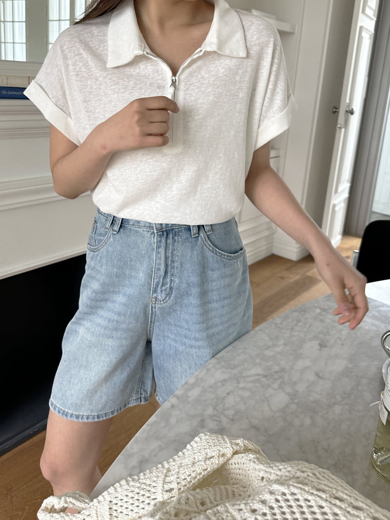 There By - Korean Women Fashion - #womensfashion - Zipper Collar Tee - 4