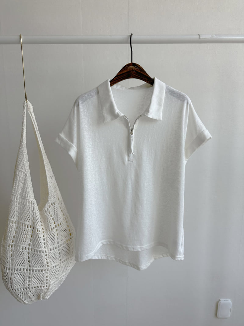 There By - Korean Women Fashion - #momslook - Zipper Collar Tee - 9