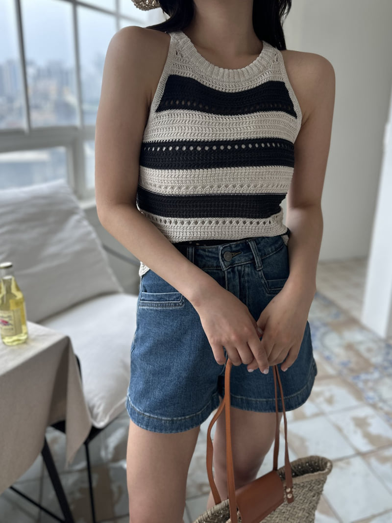 There By - Korean Women Fashion - #momslook - Stripe Halter Sleeveless