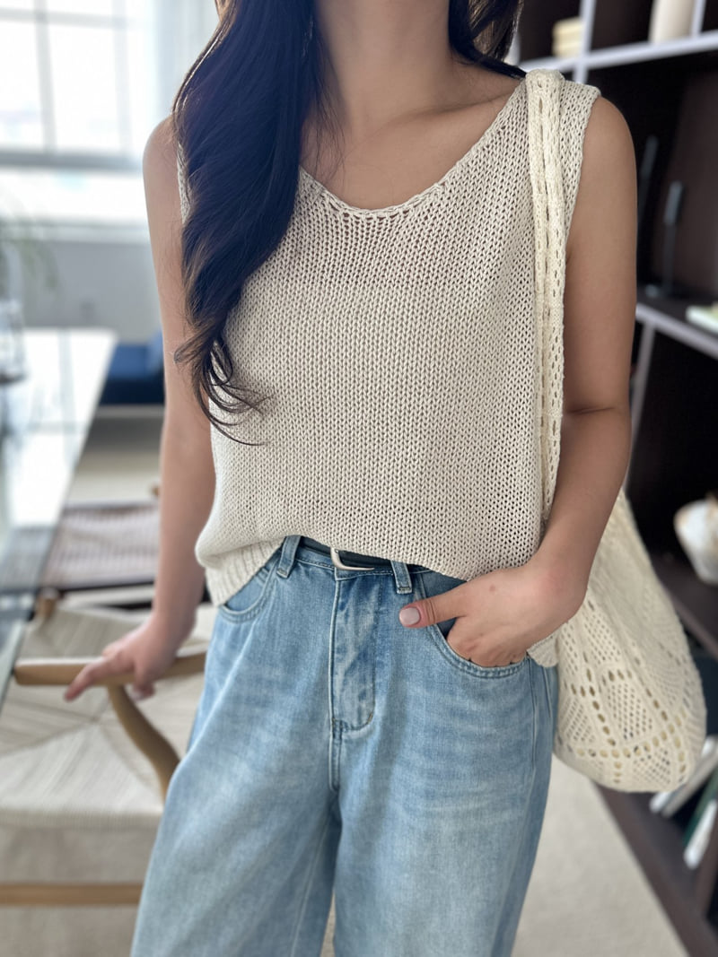 There By - Korean Women Fashion - #momslook - Linen Knit Sleeveless - 7