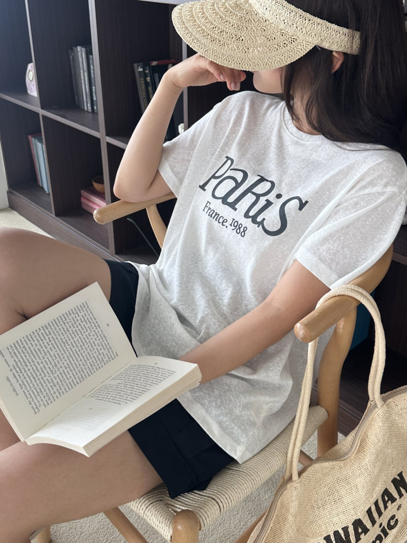 There By - Korean Women Fashion - #momslook - Paris Print Tee - 2