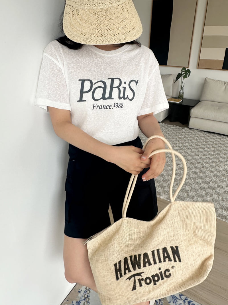 There By - Korean Women Fashion - #momslook - Paris Print Tee - 6