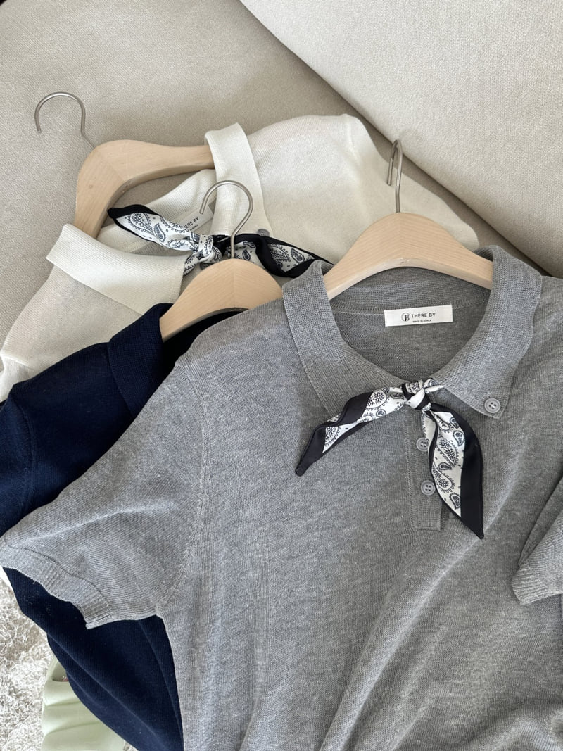 There By - Korean Women Fashion - #momslook - Scarf Short-Sleeve Knit - 11