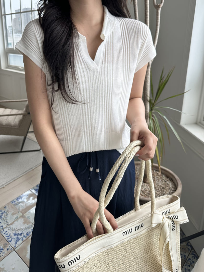 There By - Korean Women Fashion - #pursuepretty - Collar Ribbed Knit - 2