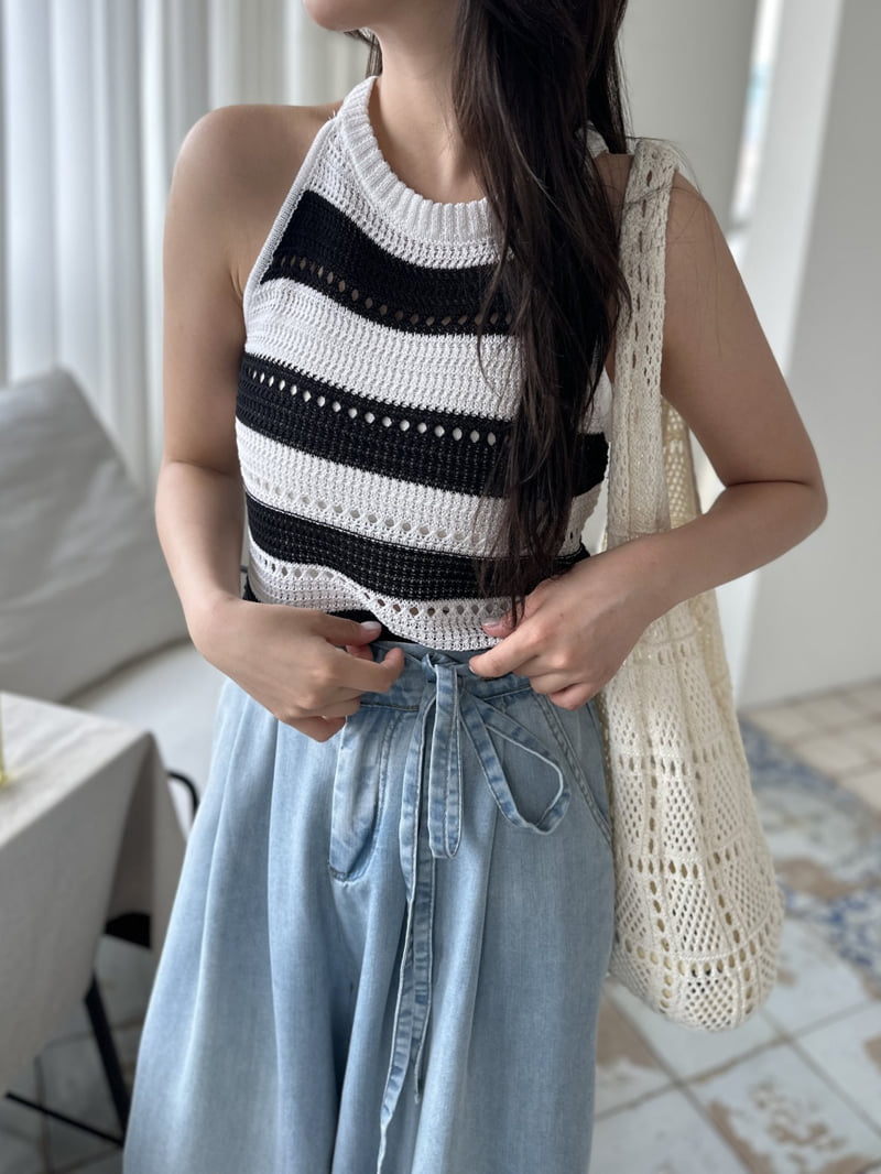 There By - Korean Women Fashion - #romanticstyle - Stripe Halter Sleeveless - 7