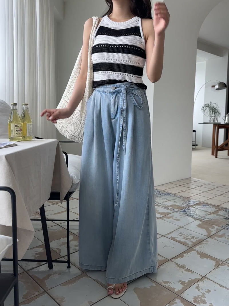 There By - Korean Women Fashion - #romanticstyle - Wide Denim Pants - 6