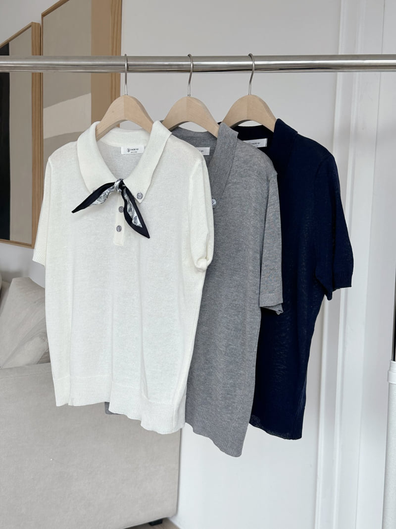There By - Korean Women Fashion - #shopsmall - Scarf Short-Sleeve Knit - 8
