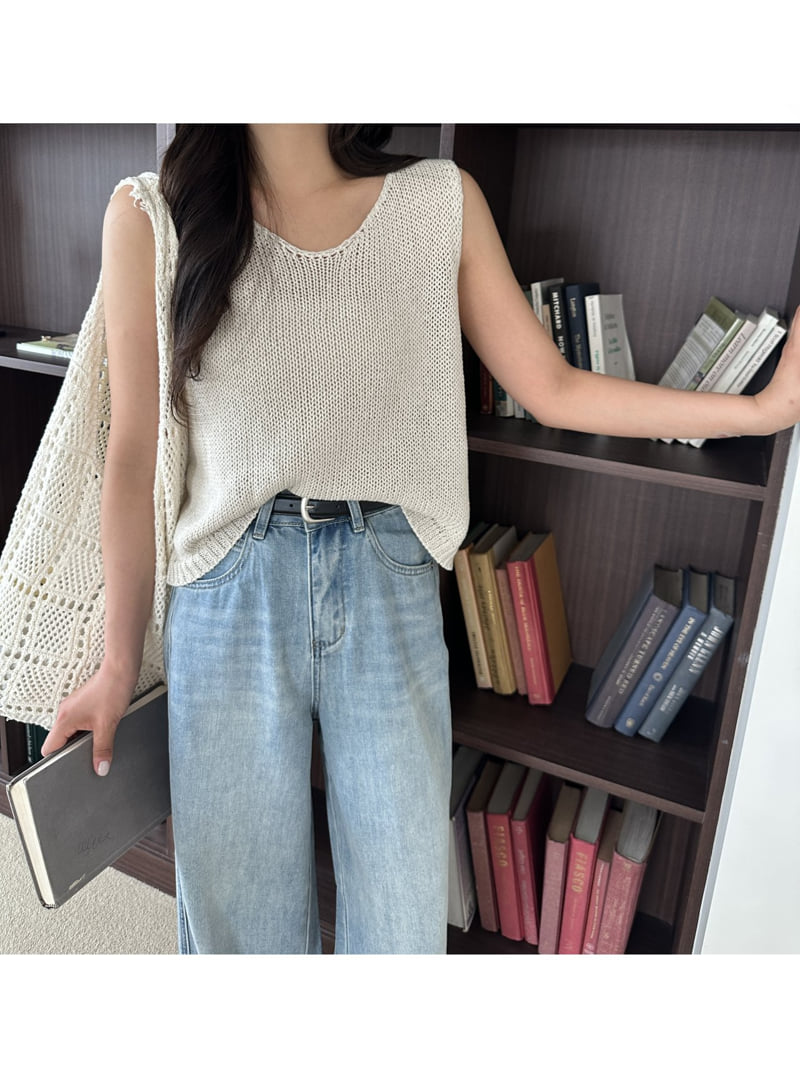 There By - Korean Women Fashion - #thelittlethings - Linen Knit Sleeveless - 6