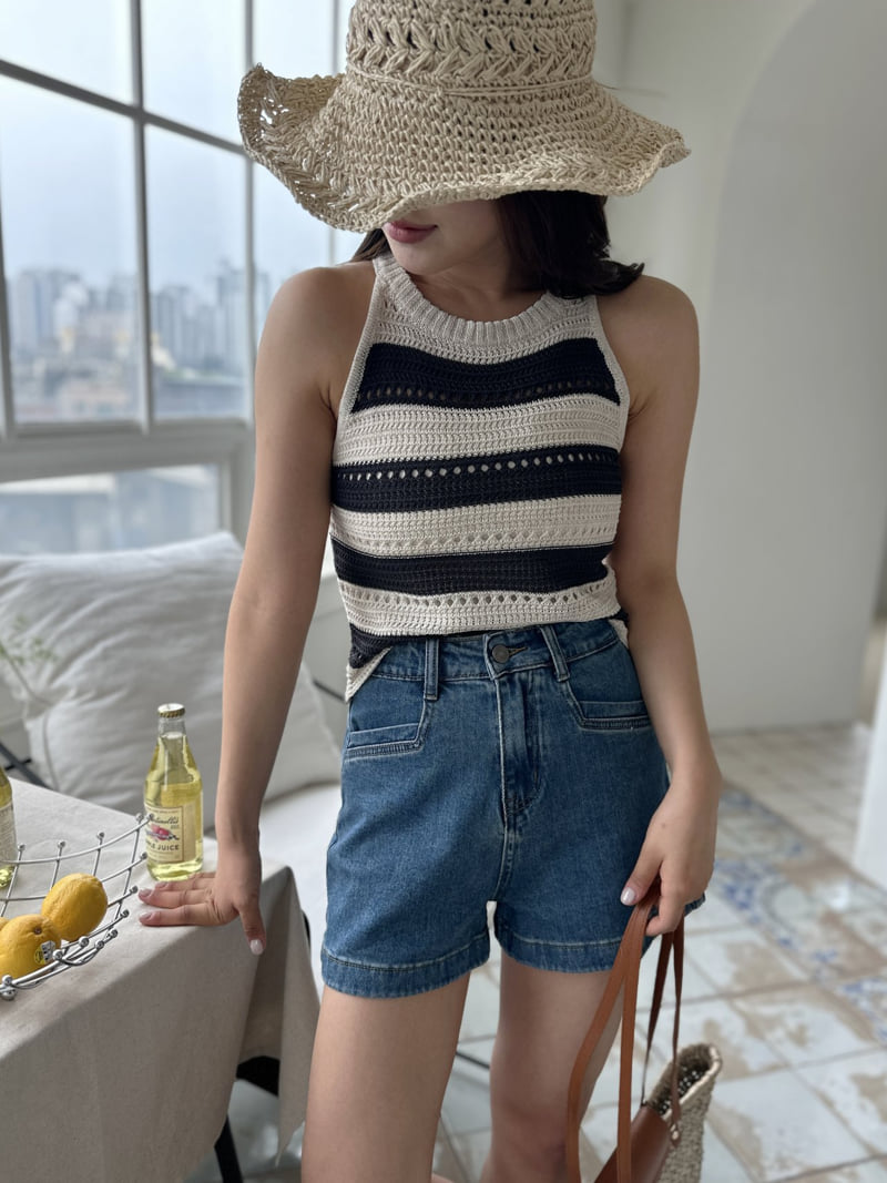 There By - Korean Women Fashion - #vintageinspired - Stripe Halter Sleeveless - 3