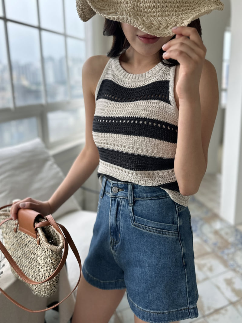 There By - Korean Women Fashion - #vintageinspired - Stripe Halter Sleeveless - 4