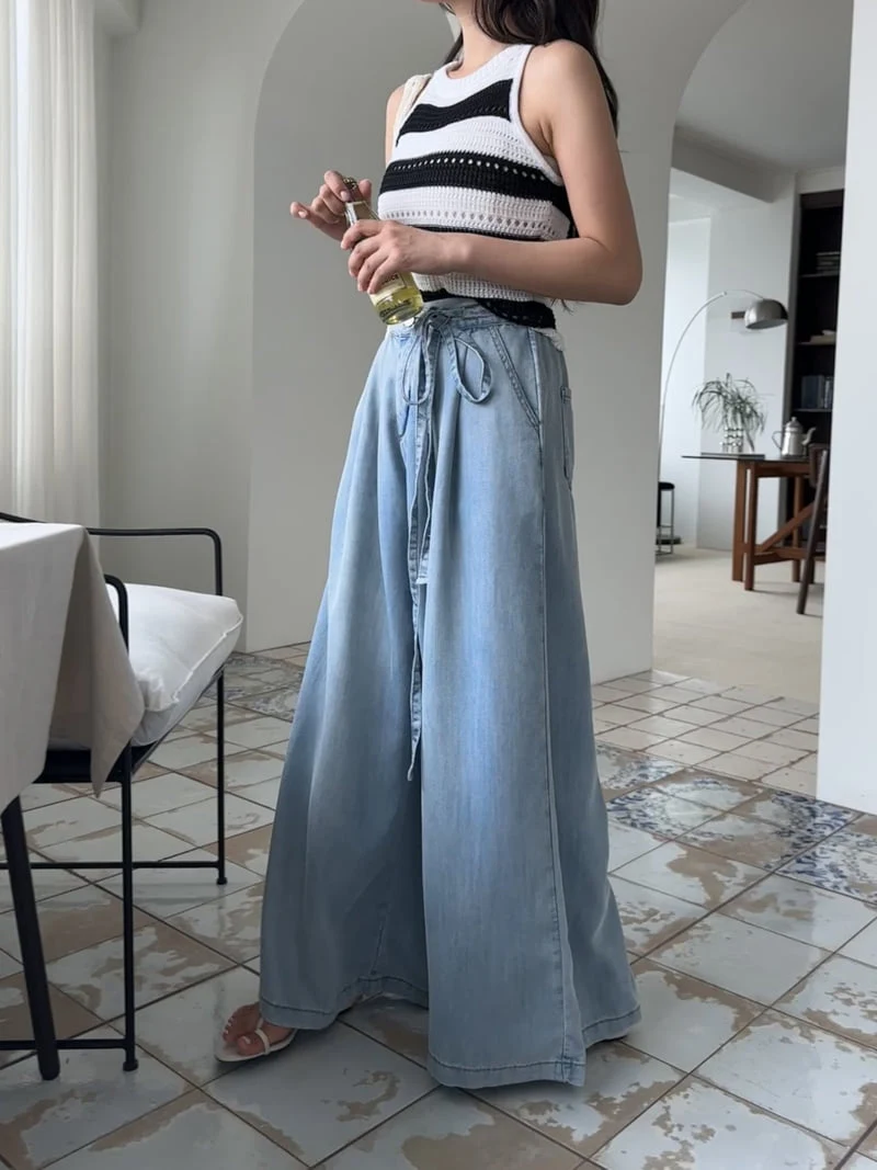 There By - Korean Women Fashion - #vintagekidsstyle - Wide Denim Pants - 3