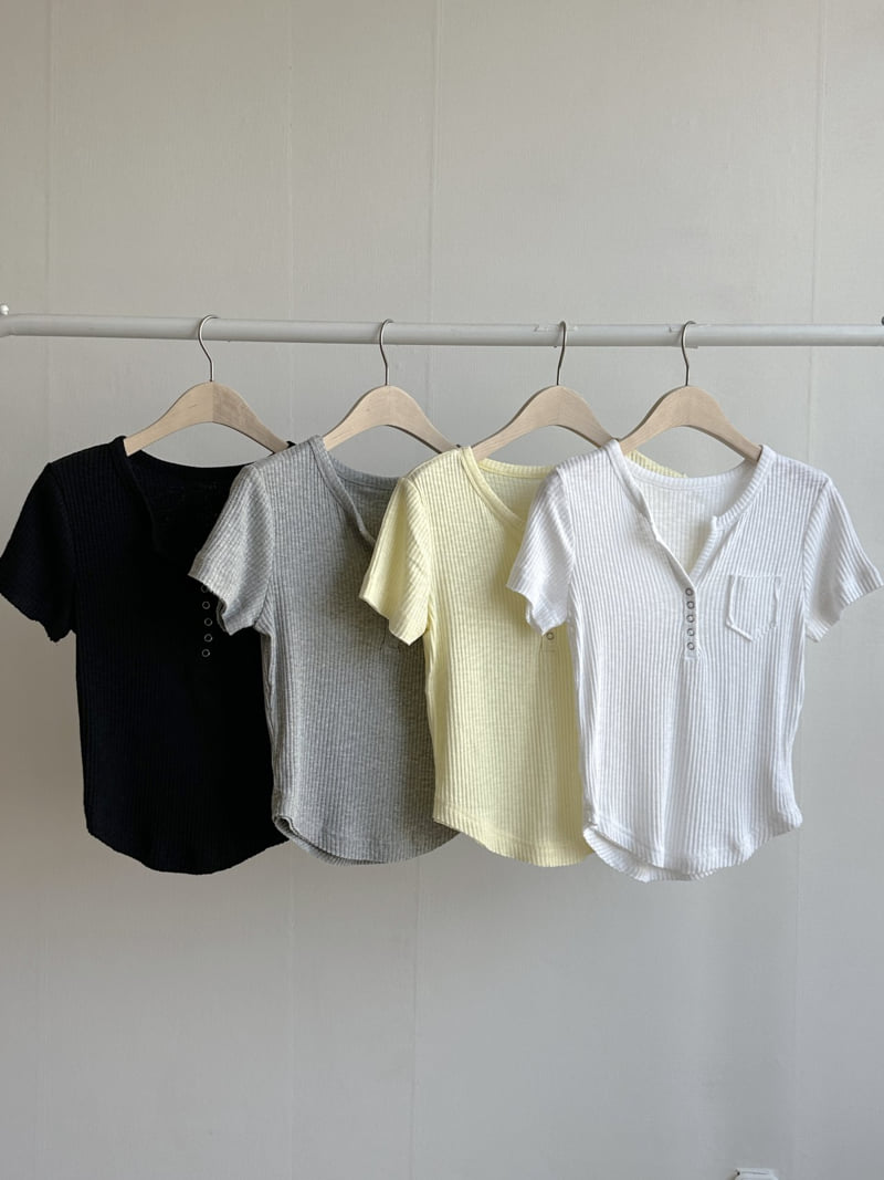 There By - Korean Women Fashion - #womensfashion - Button Pocket Tee - 11