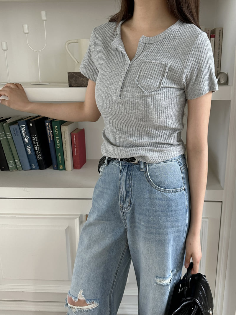 There By - Korean Women Fashion - #womensfashion - Button Pocket Tee - 3