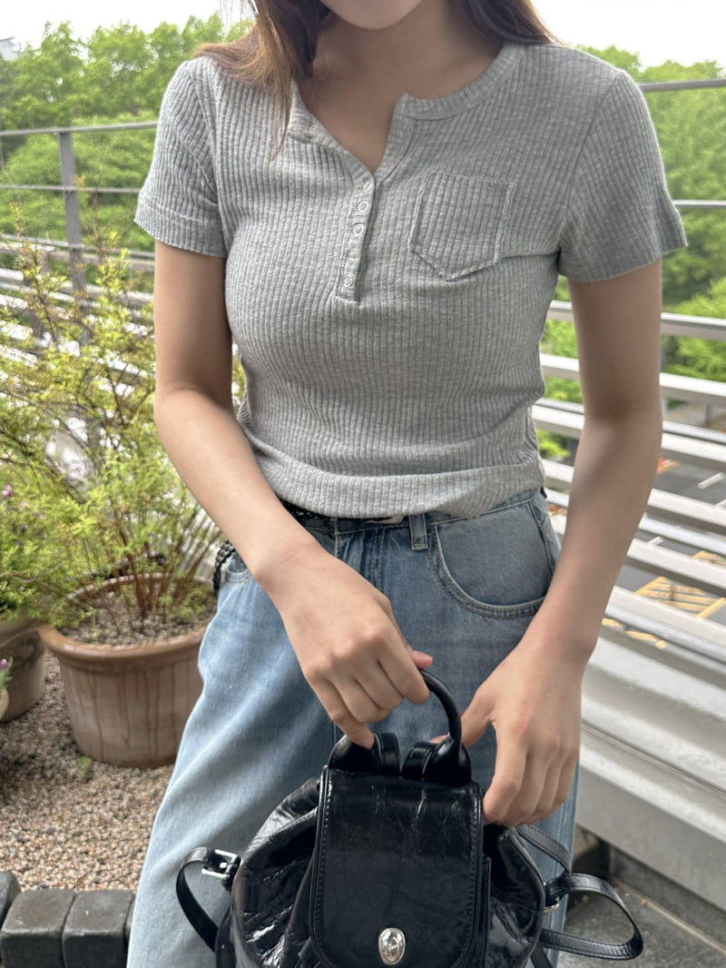 There By - Korean Women Fashion - #womensfashion - Button Pocket Tee - 5