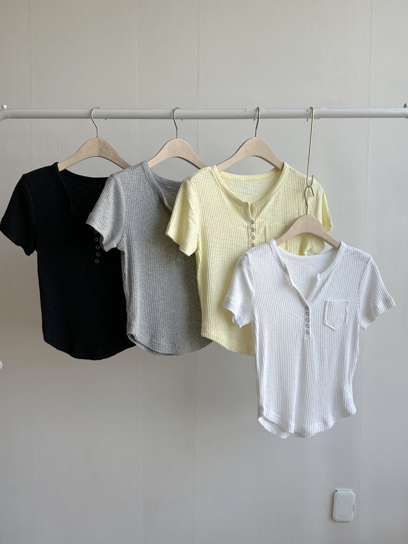 There By - Korean Women Fashion - #womensfashion - Button Pocket Tee - 7