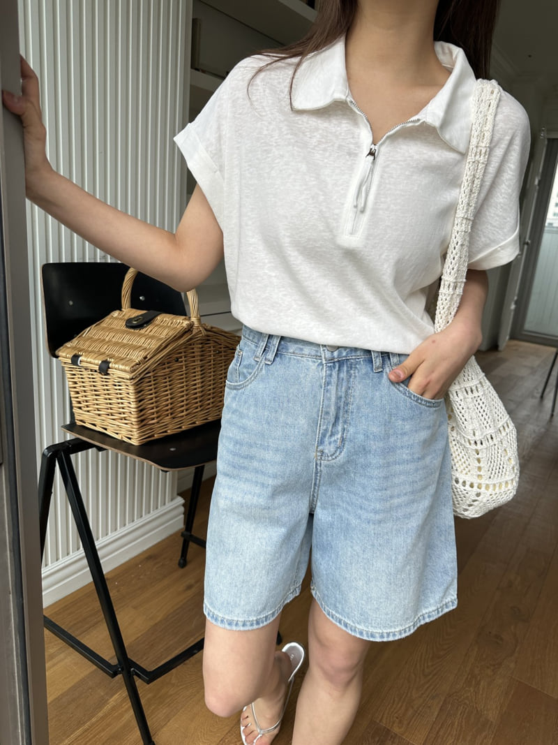 There By - Korean Women Fashion - #womensfashion - Zipper Collar Tee