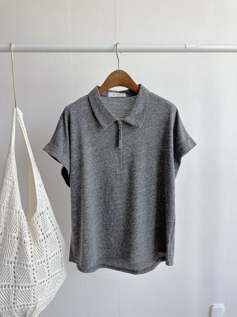 There By - Korean Women Fashion - #womensfashion - Zipper Collar Tee - 11