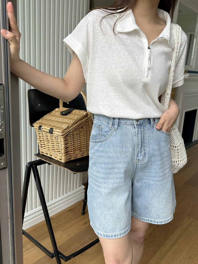 There By - Korean Women Fashion - #womensfashion - Zipper Collar Tee - 3