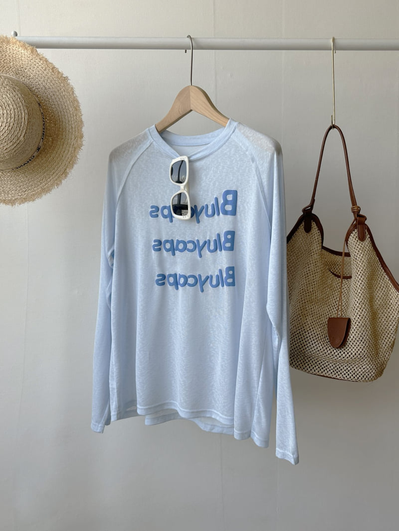 There By - Korean Women Fashion - #momslook - Blue Caps Tee - 4