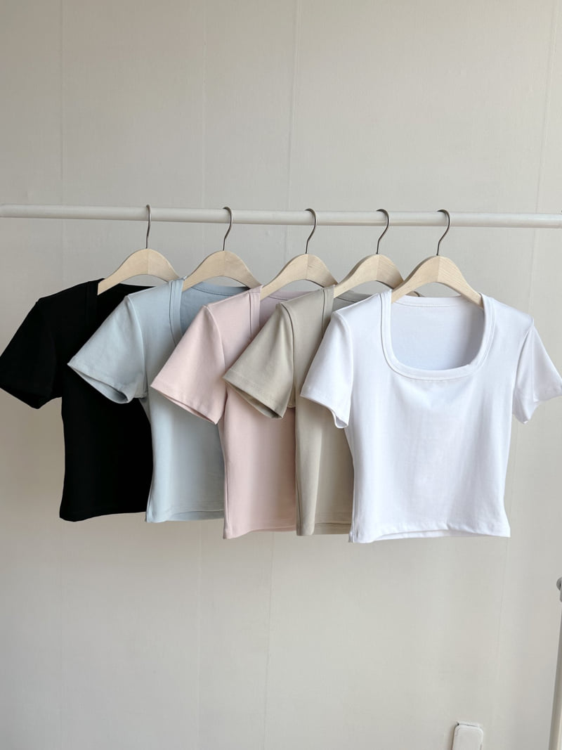 There By - Korean Women Fashion - #womensfashion - Square Neck Tee