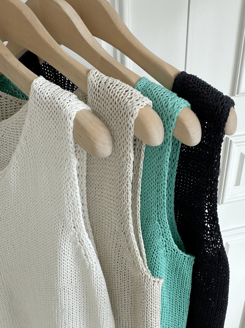 There By - Korean Women Fashion - #womensfashion - Linen Knit Sleeveless - 12