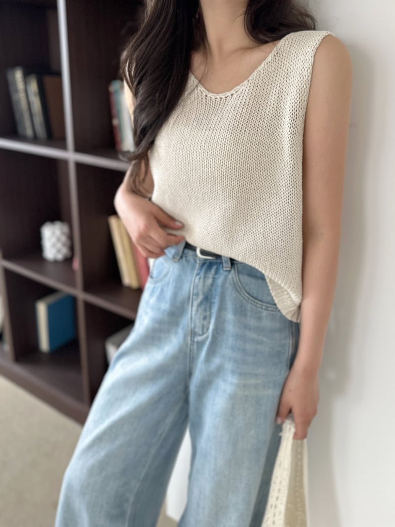 There By - Korean Women Fashion - #womensfashion - Linen Knit Sleeveless - 8