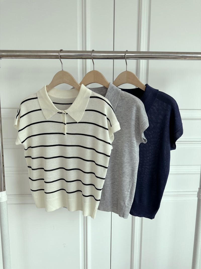 There By - Korean Women Fashion - #womensfashion - Daily Collar Tee - 9